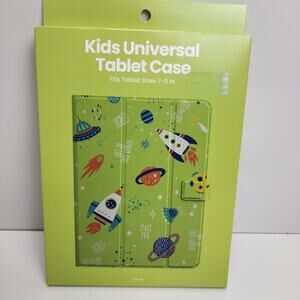 GEMS Kids Universal Green Space Themed Tablet Case Adjustable Viewing Fits 7-11"